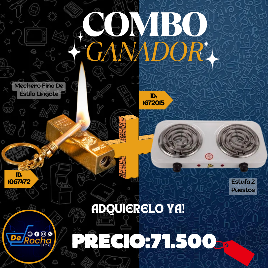 combo estufa 2 puestos+mechero lingote